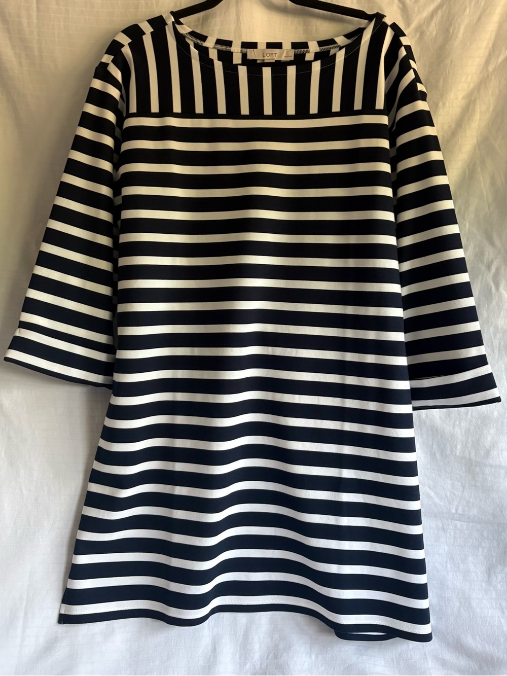 LOFT Black and White Striped Mini Dress